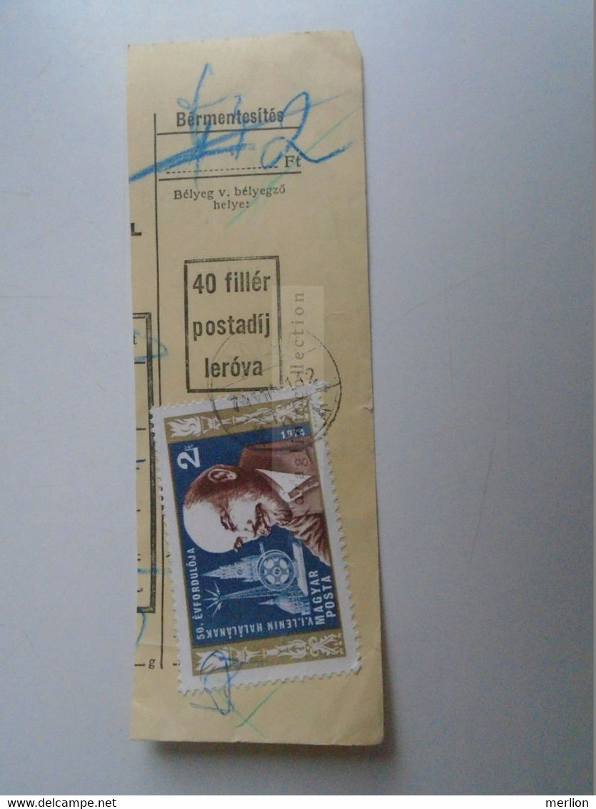 D187482  Parcel Card  (cut) Hungary 1982 Eger -handstamp With Postal Tax  40 Filler  Stamp LENIN - Pacchi Postali