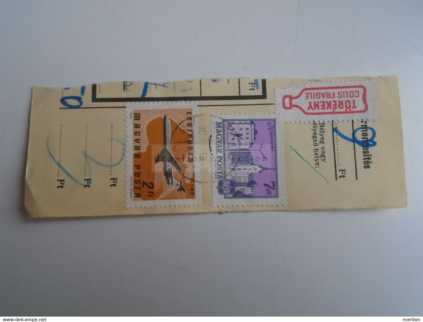 D187483  Parcel Card  (cut) Hungary 1983  Budapest Salgótarján  Colis Fragile - Paketmarken