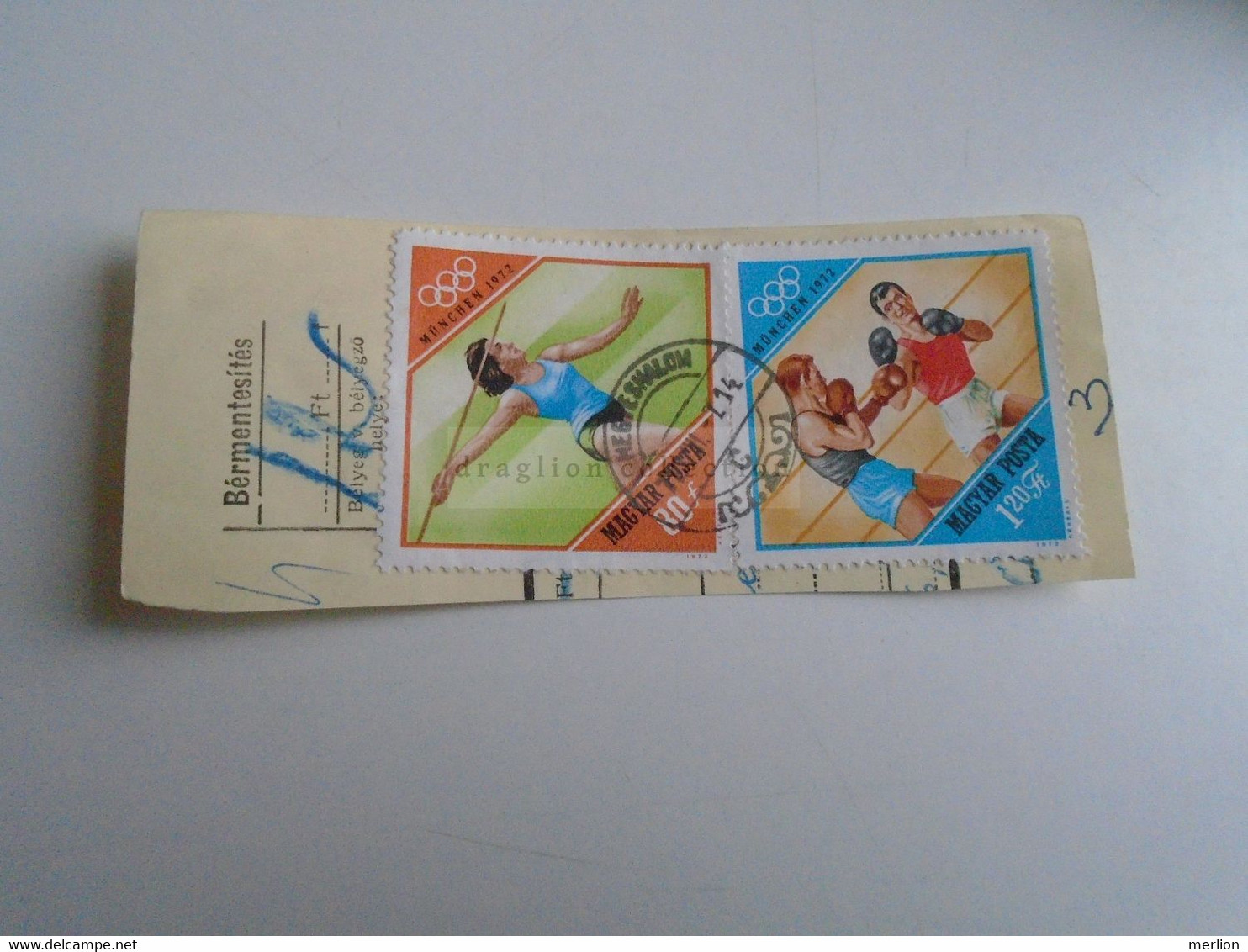 D187486   Parcel Card  (cut) Hungary 1972 Hegyeshalom  - Stamp München Olympic Games - Box Boxing - Paketmarken