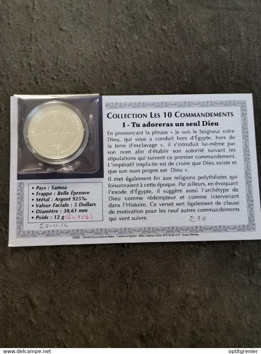 5 TALA 2012 (DOLLARS) ARGENT SAMOA / LES 10 COMMANDEMENTS / I - TU ADORERAS UN SEUL DIEU / SILVER - Samoa Américaine