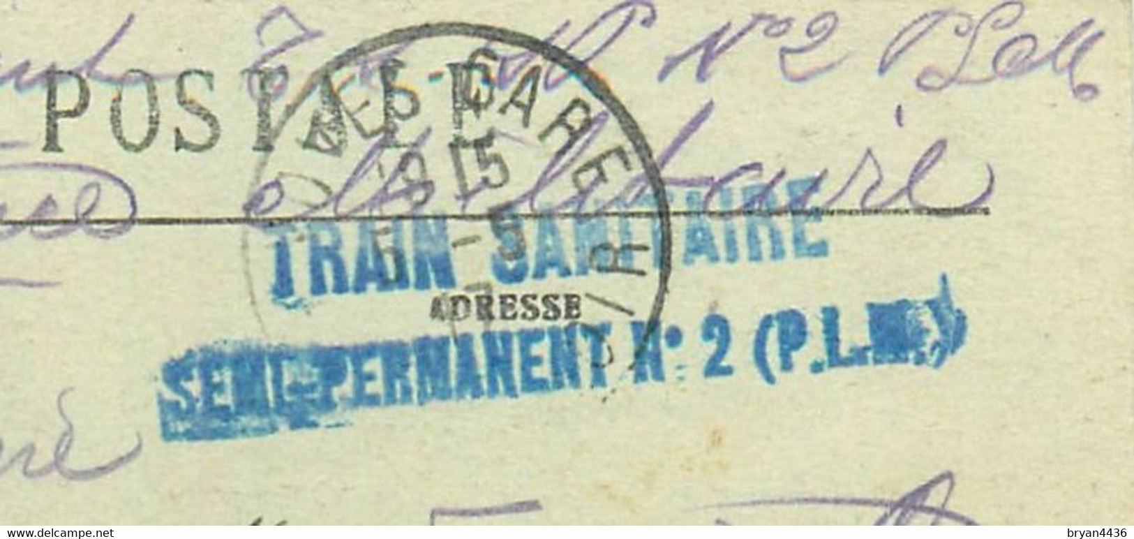 TRAIN SANITAIRE MILITAIRE TEMPORAIRE N° 2 (PLM) - Exp; 1917 - De GARE ATHIS-MONS ( 91- ESSONNE)- CACHETS PEU COURANTS*** - Guerre De 1914-18