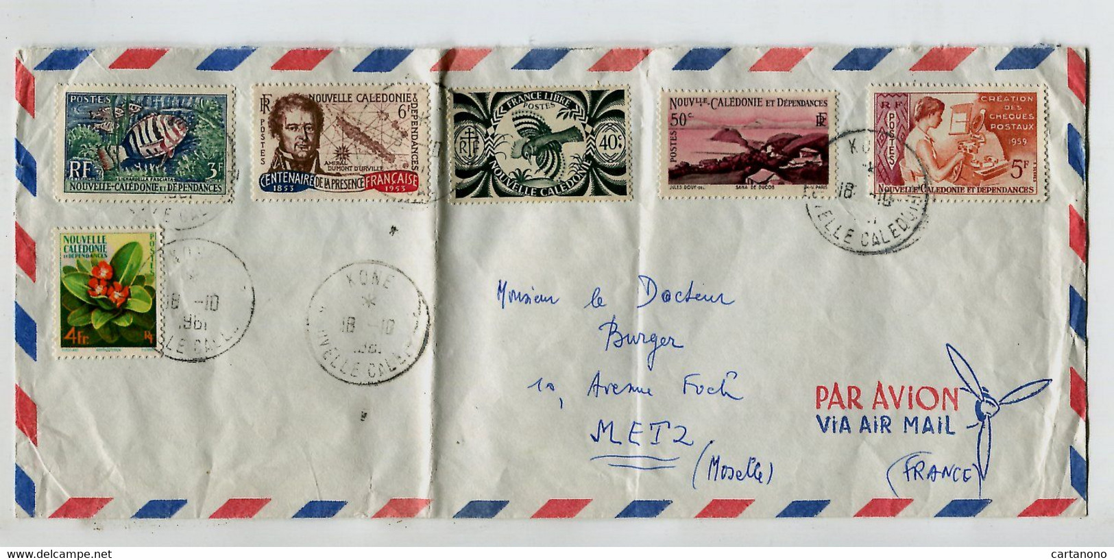 NOUVELLE CALEDONIE 1961 - Affr. Sur Lettre Par Avion + Cachet "Service Dentaire Mobile Le Chirurgien Dentiste" - Other & Unclassified