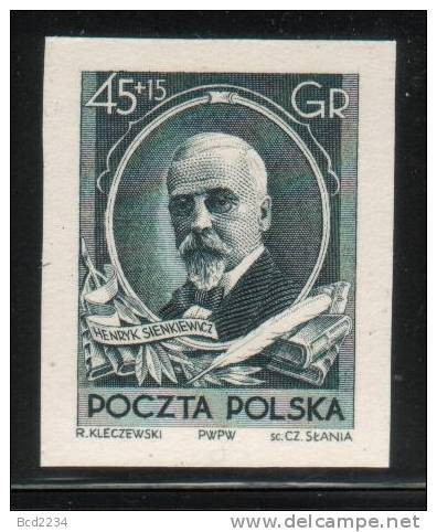 POLAND 1952 CZESLAW SLANIA &ndash;  HENRYK SIENKIEWICZ PROOF WINNER OF NOBEL PRIZE FOR LITERATURE - Essais & Réimpressions