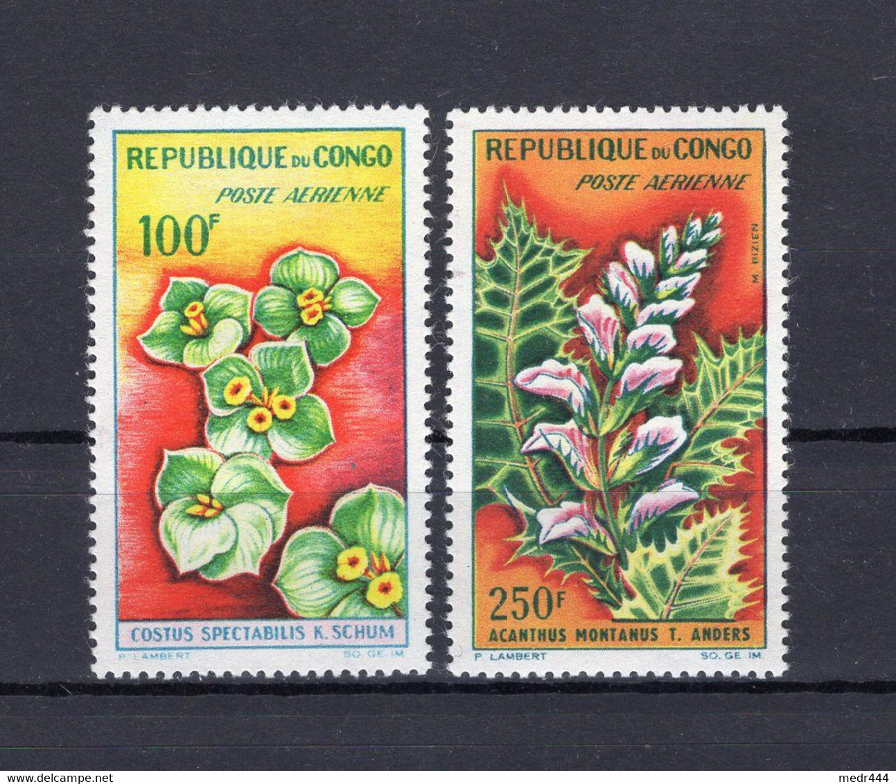 Congo Republic 1963 - Flowers - Airmail Stamps 2v - Complete Set - MNH** - Superb*** - Collezioni