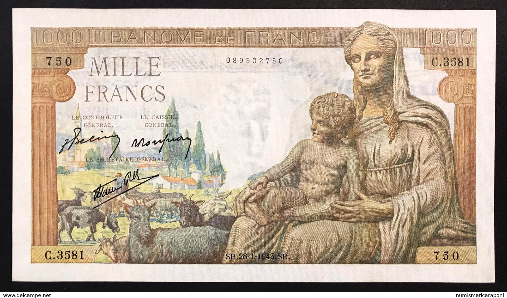 FRANCIA France 1000 Francs  28 01 1943 LOTTO 3510 - 1 000 F 1945-1950 ''Minerve Et Hercule''