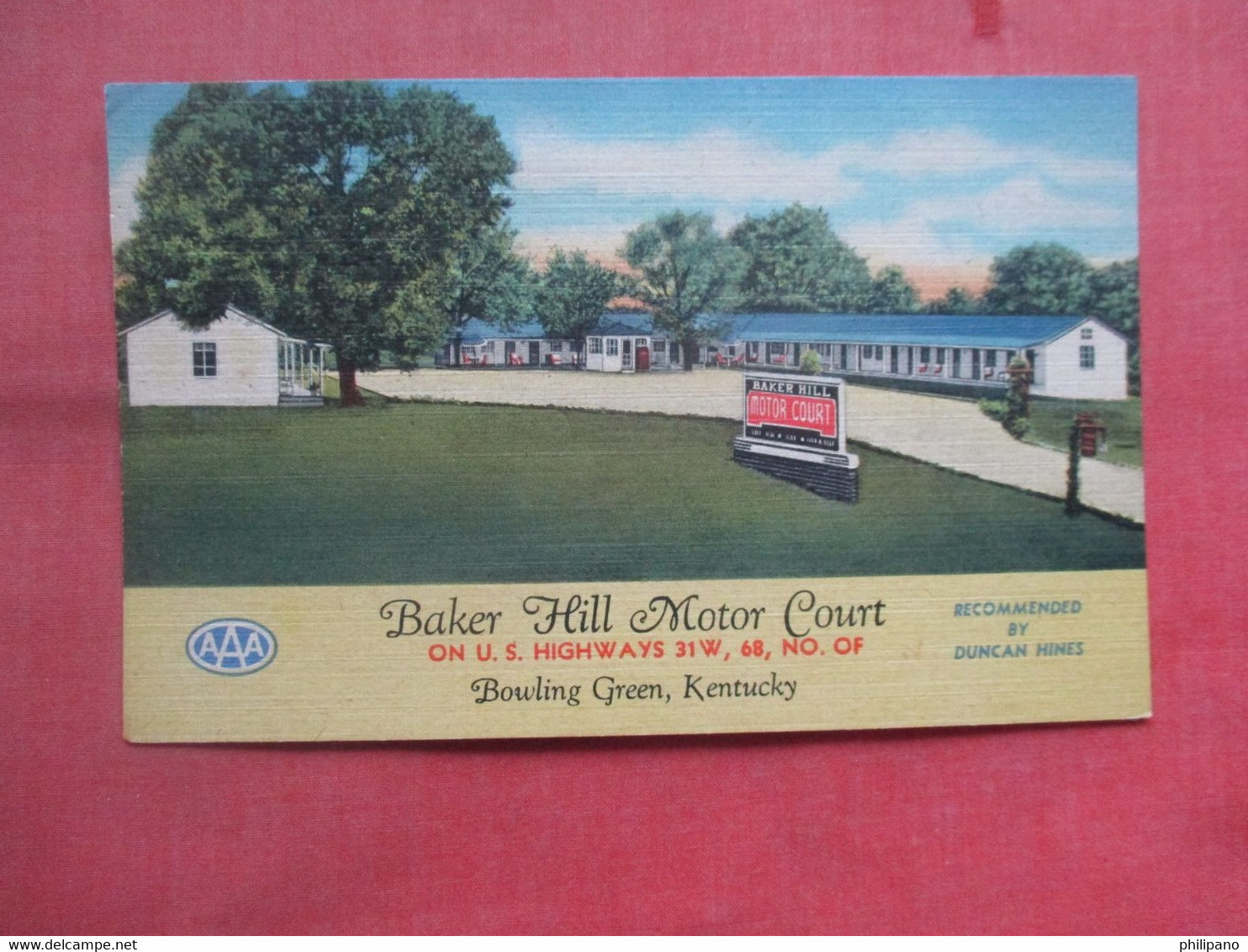 Baker Hill Motor Court.   Bowling Green   Kentucky       Ref  5401 - Bowling Green
