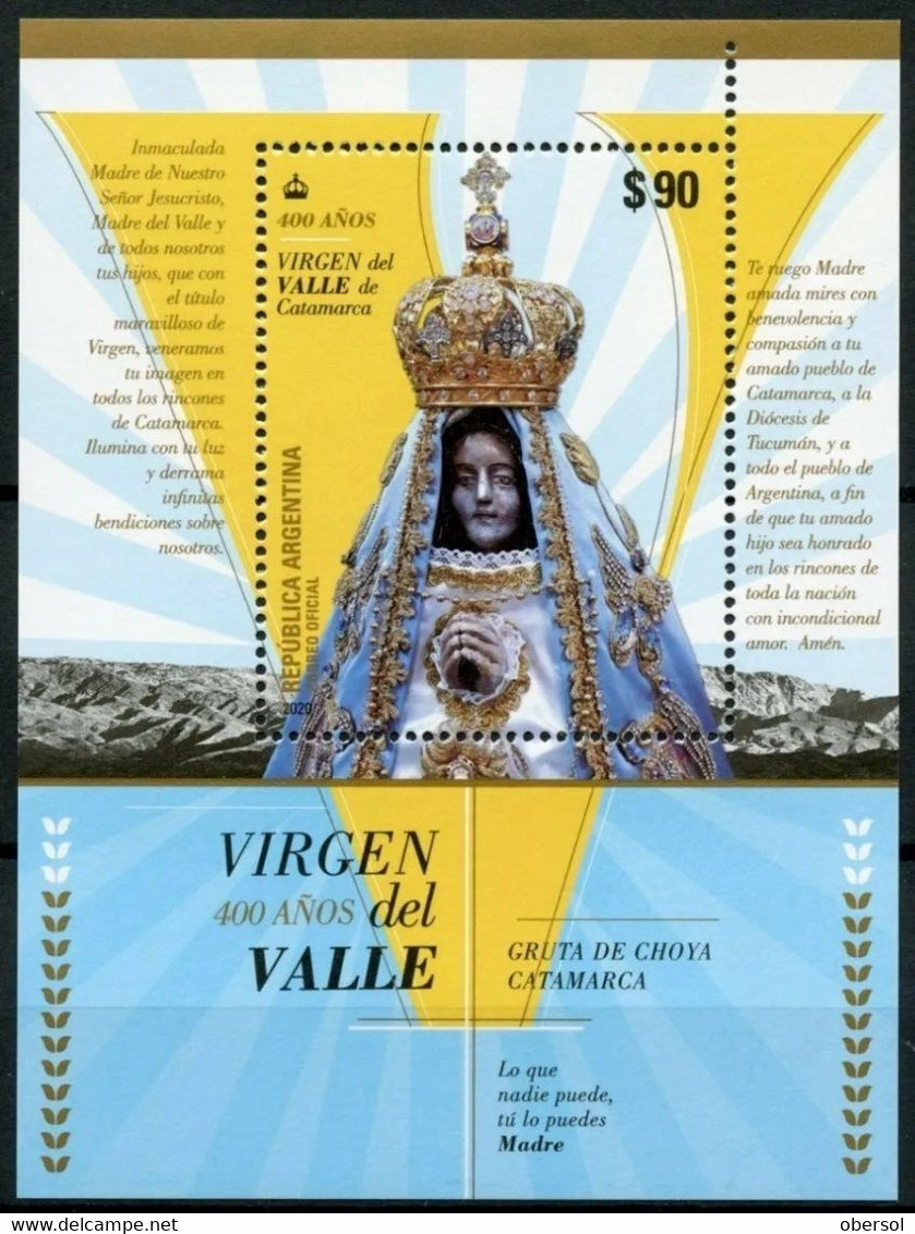 Argentina 2020 Religion Virgen From Catamarca Valley Souvenir Sheet MNH - Ungebraucht