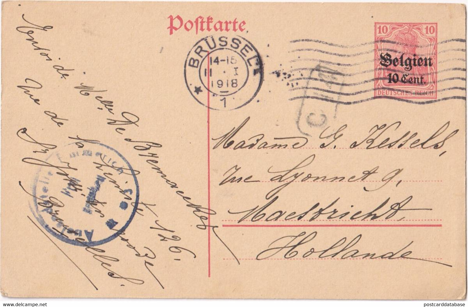 Stamped Stationery Belgium German Occupation - Sent From Brussel To Maastricht - Deutsche Besatzung