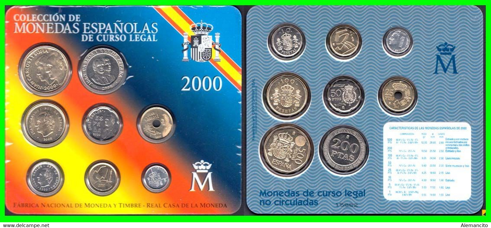 ESPAÑA. COLECCIÓN DE LAS ÚLTIMAS PESETASDE DE CURSO LEGAL NO CIRCULADAS. FÁBRICA NACIONAL DE MONEDA Y TIMBRE. MADRID - Mint Sets & Proof Sets