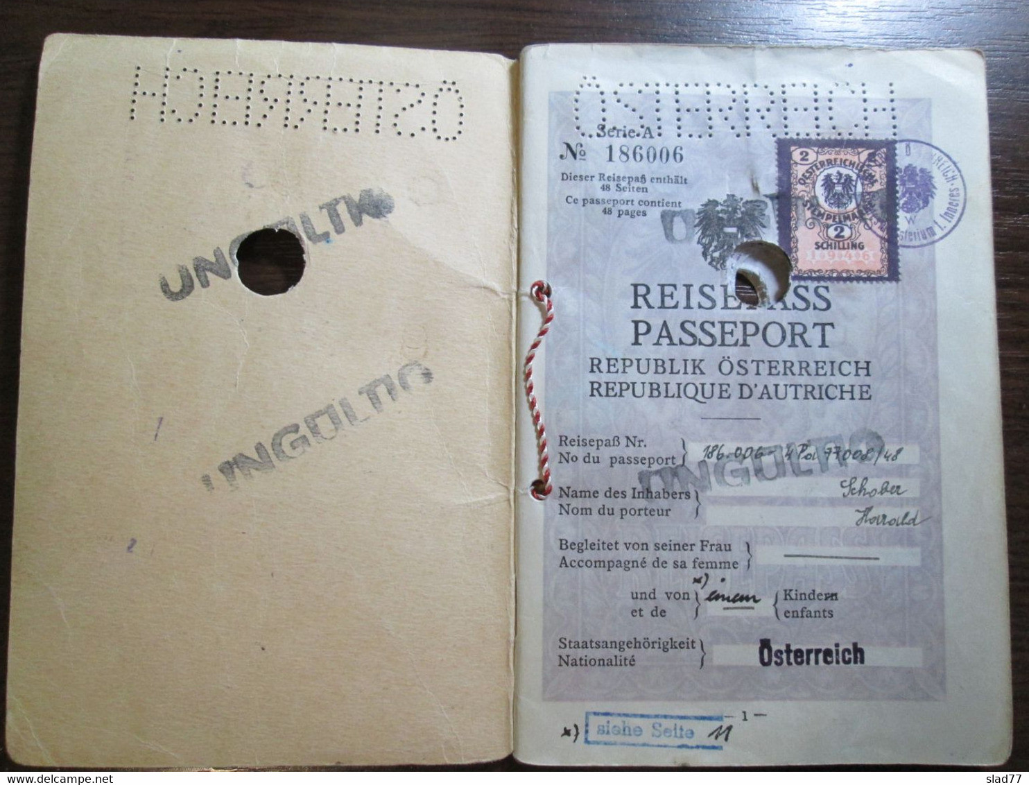 1948 Austrian Passport Expired With Swiss Visa And Italian Tourist Stamp - Historical Documents