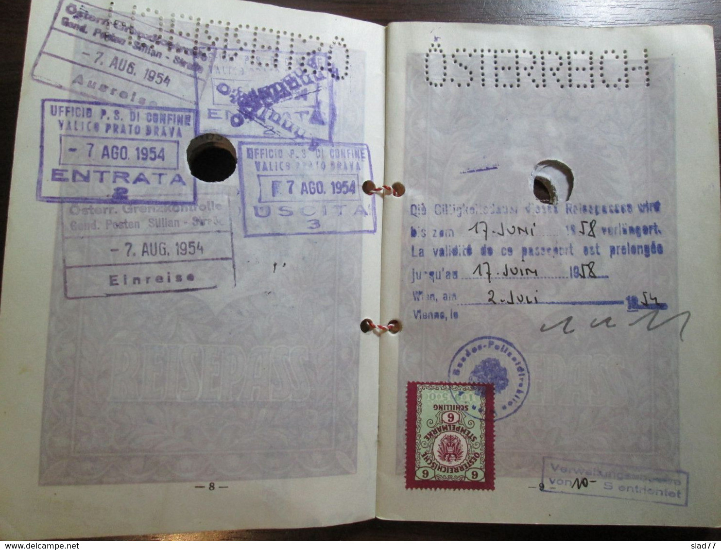 1948 Austrian Passport Expired with Swiss Visa and Italian Tourist Stamp