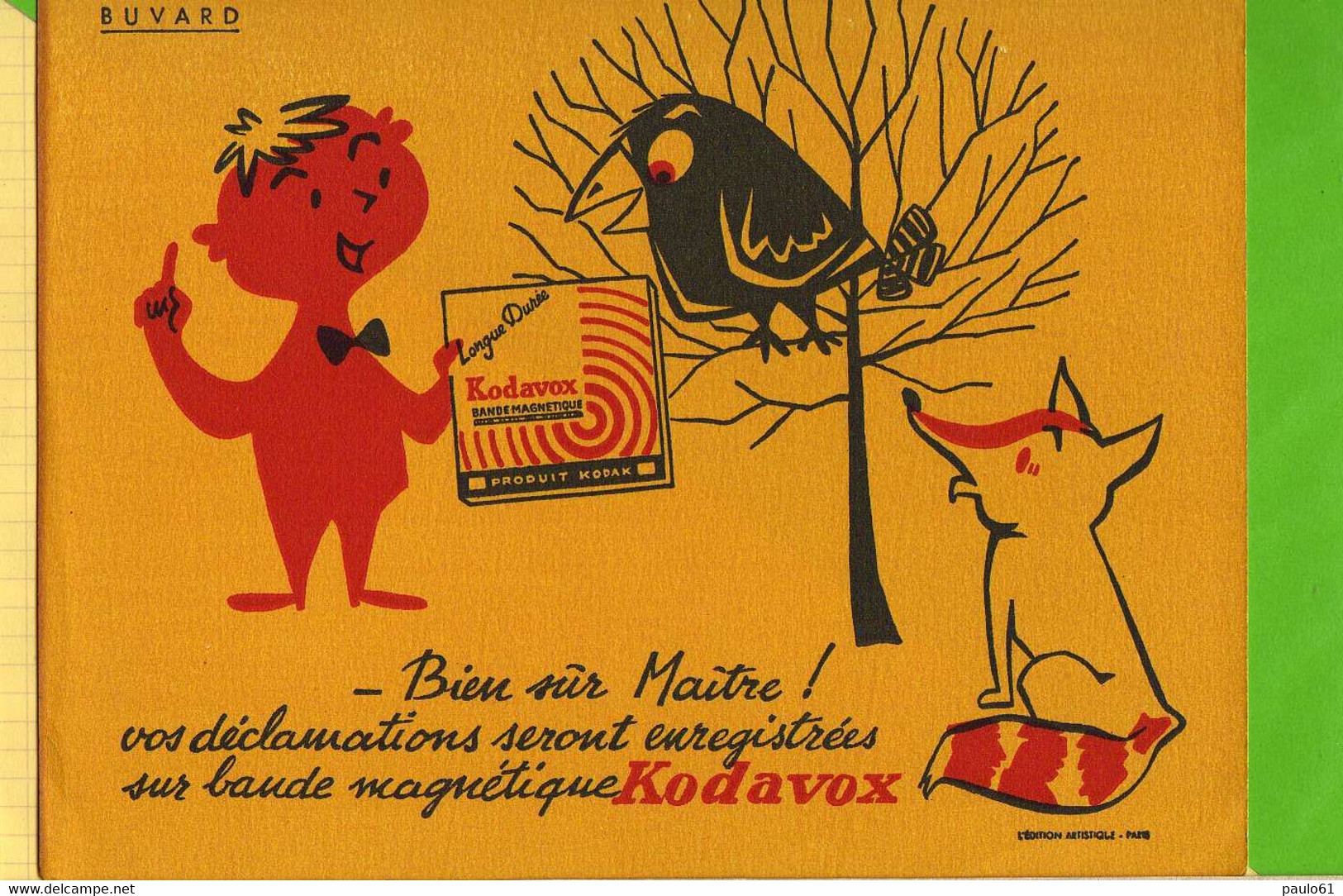 BUVARD &amp; Blotting Paper : Bande Magnetique KODAVOX Fables De La Fontaine Le Corbeau Et Le Renard - Cinéma & Theatre