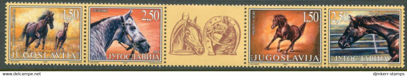 YUGOSLAVIA 1998 Horses Strip MNH / **.  Michel 2849-52 - Ungebraucht