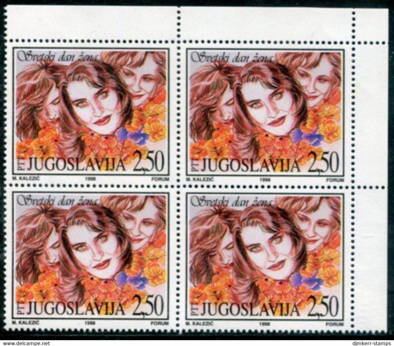 YUGOSLAVIA 1998 International Women's Day Block Of 4 MNH / **.  Michel 2853 - Neufs