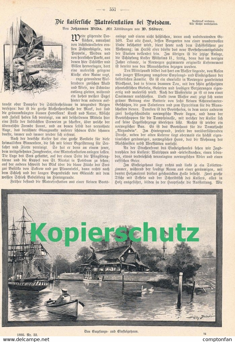 A102 188-b - Stöwer Kaiserl. Matrosenstation Potsdam 1 Artikel Mit 5 Bildern Von 1895 !! - Militär & Polizei