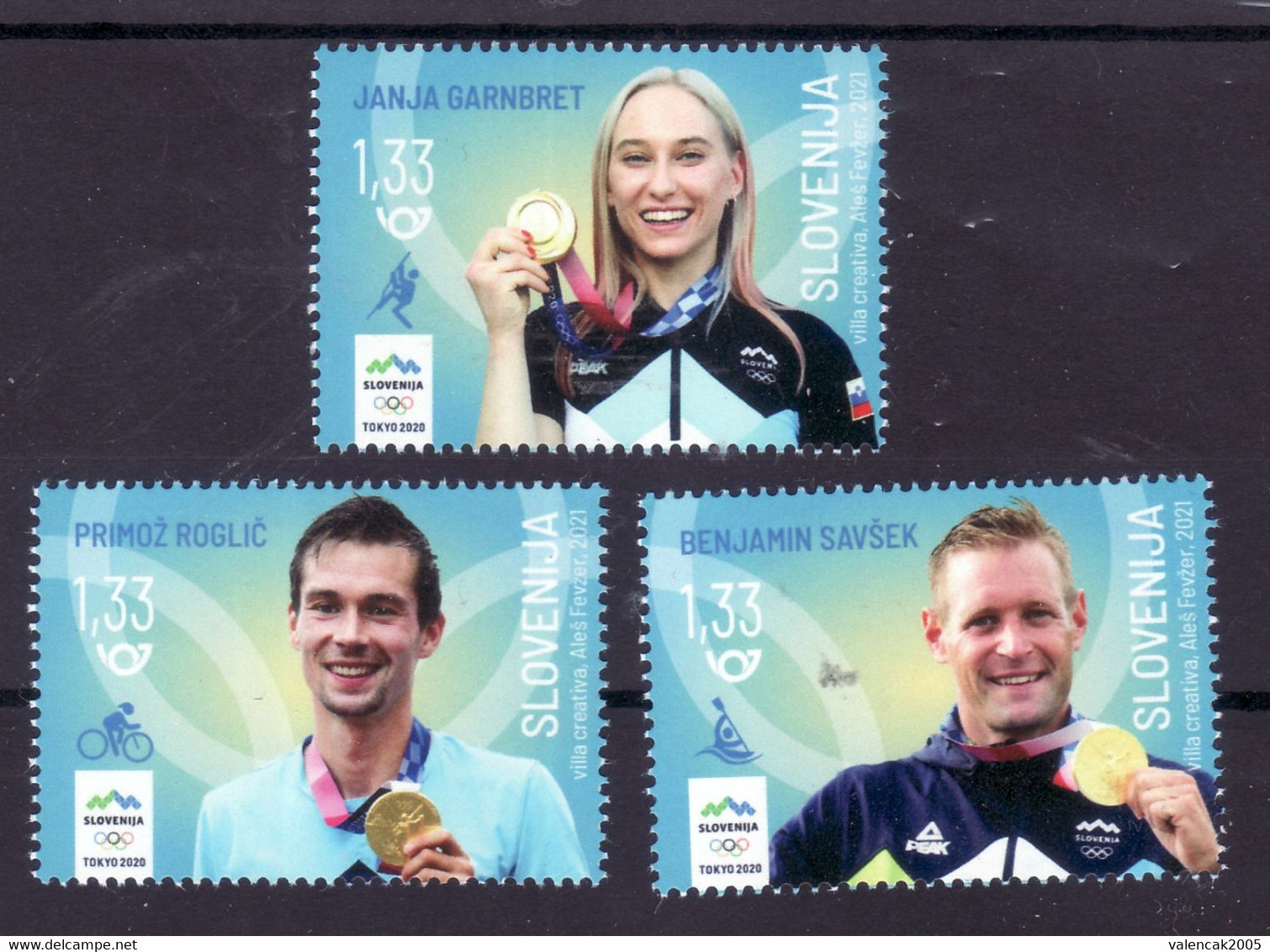 2246 Slowenien Slovenia 2021 Mi.No. 1494 - 1496 ** MNH Seria Olympic Gold Medal Tokyo Japan Rowing Cycling Climbing - Estate 2020 : Tokio