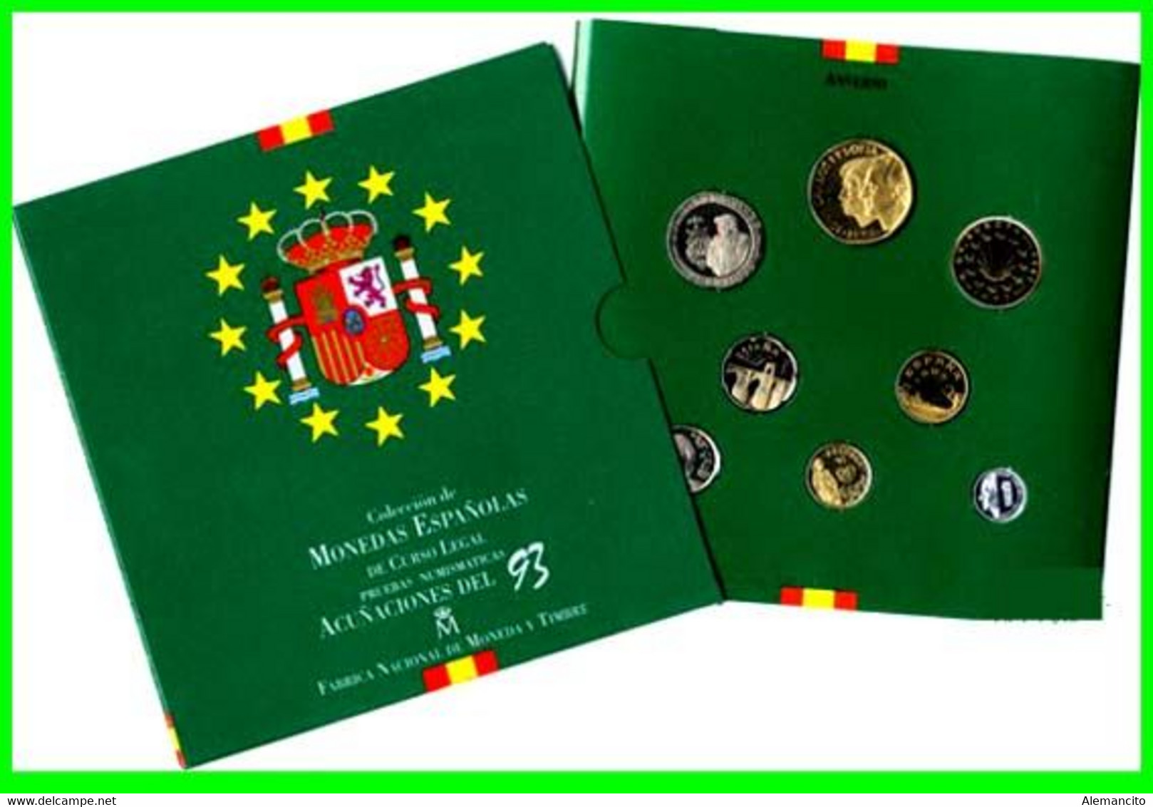 ESPAÑA COLECCIÓN MONEDAS ESPAÑOLAS EMISIÓN DE 1993.FÁBRICA NACIONAL DE MONEDA Y TIMBRE. MONEDAS ESPAÑOLAS DE CURSO LEGAL - Sets Sin Usar &  Sets De Prueba