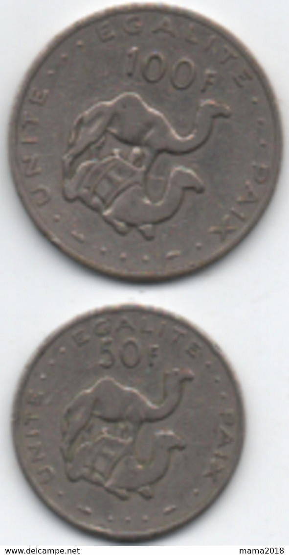 Lot  2 Pièces  Djibouti   100f  1977  Et 50f  1982 - Dschibuti