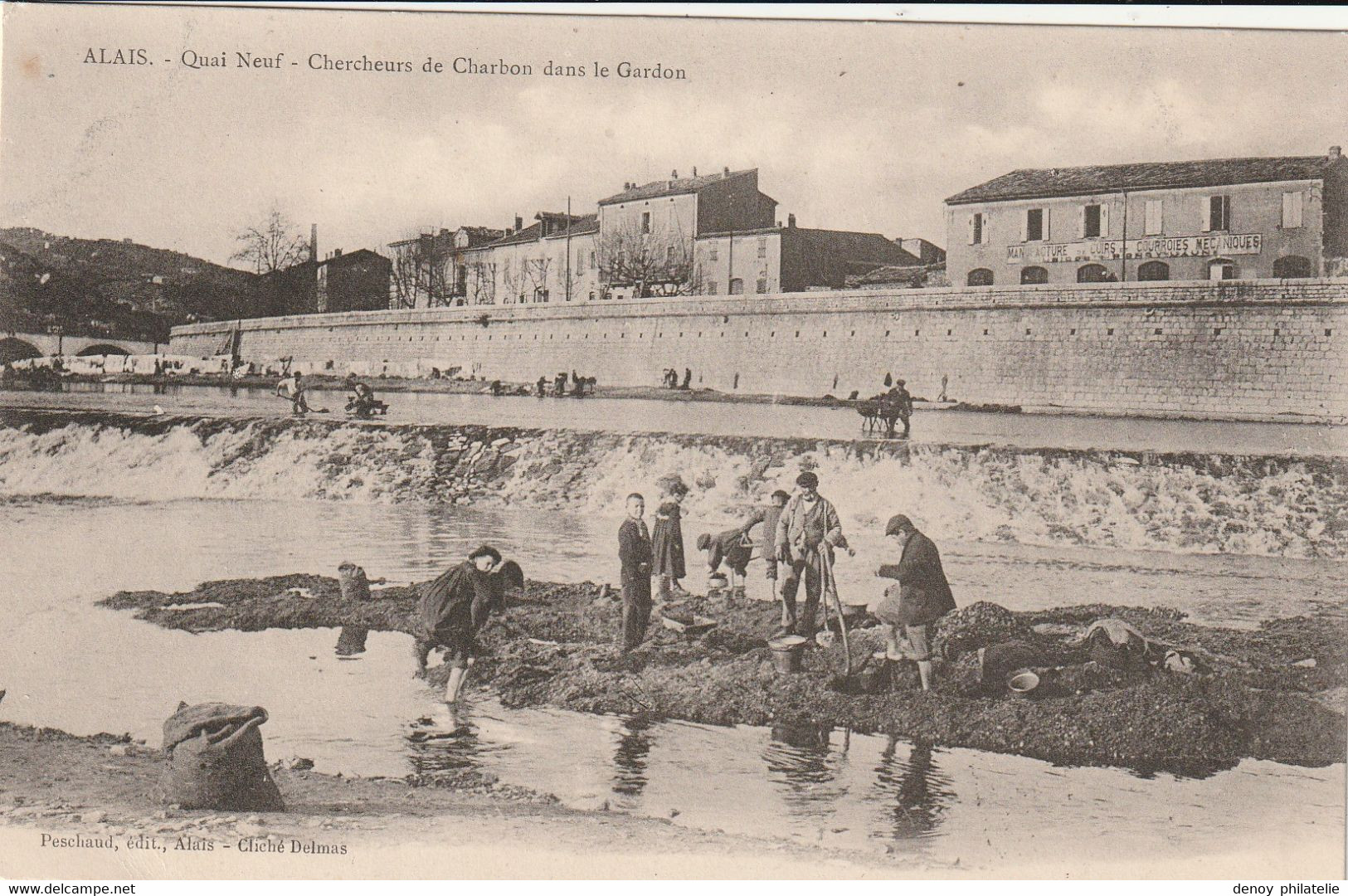 30/Alais (Alès), Quai Neuf, Chercheurs De Charbon Dans Le Gardon - Alès