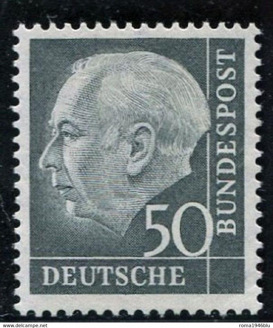 GERMANIA 1954 PRESIDENTE HEUSS 50 P. GRIGIO** MNH CERT. RAYBAUDI - Neufs