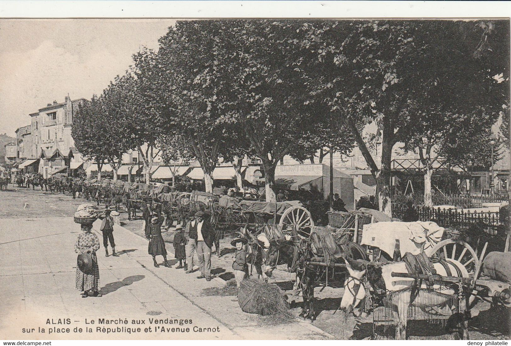 30/ ALAIS - LE MARCHE Aux VENDANGES Sur LA PLACE De LA REPUBLIQUE Et L' AVENUE CARNOT - TRES BELLE CARTE - Alès