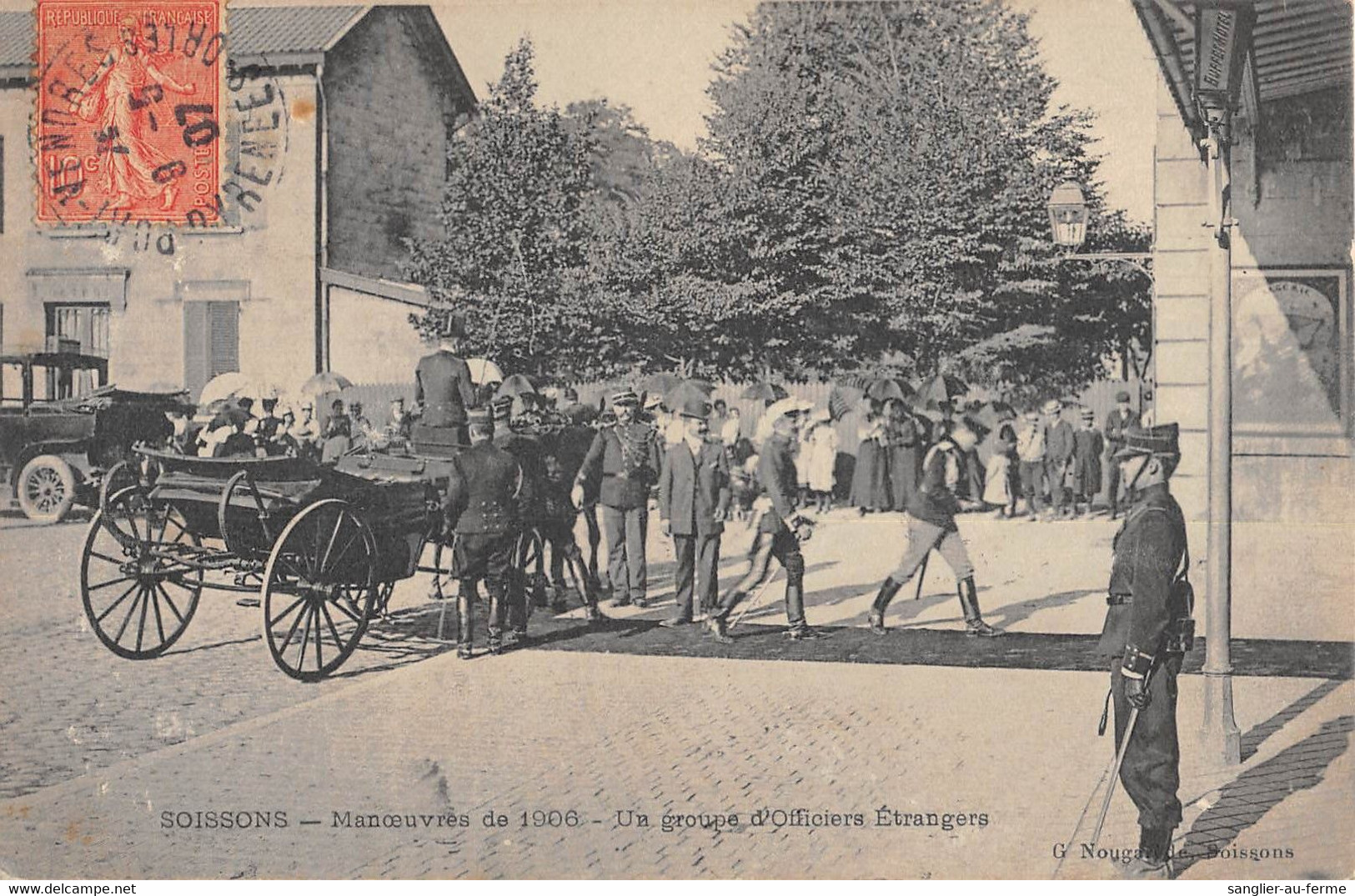 CPA 02 SOISSONS MANOEUVRES DE 1906 UN GROUPE D'OFFICIERS ETRANGERS - Soissons