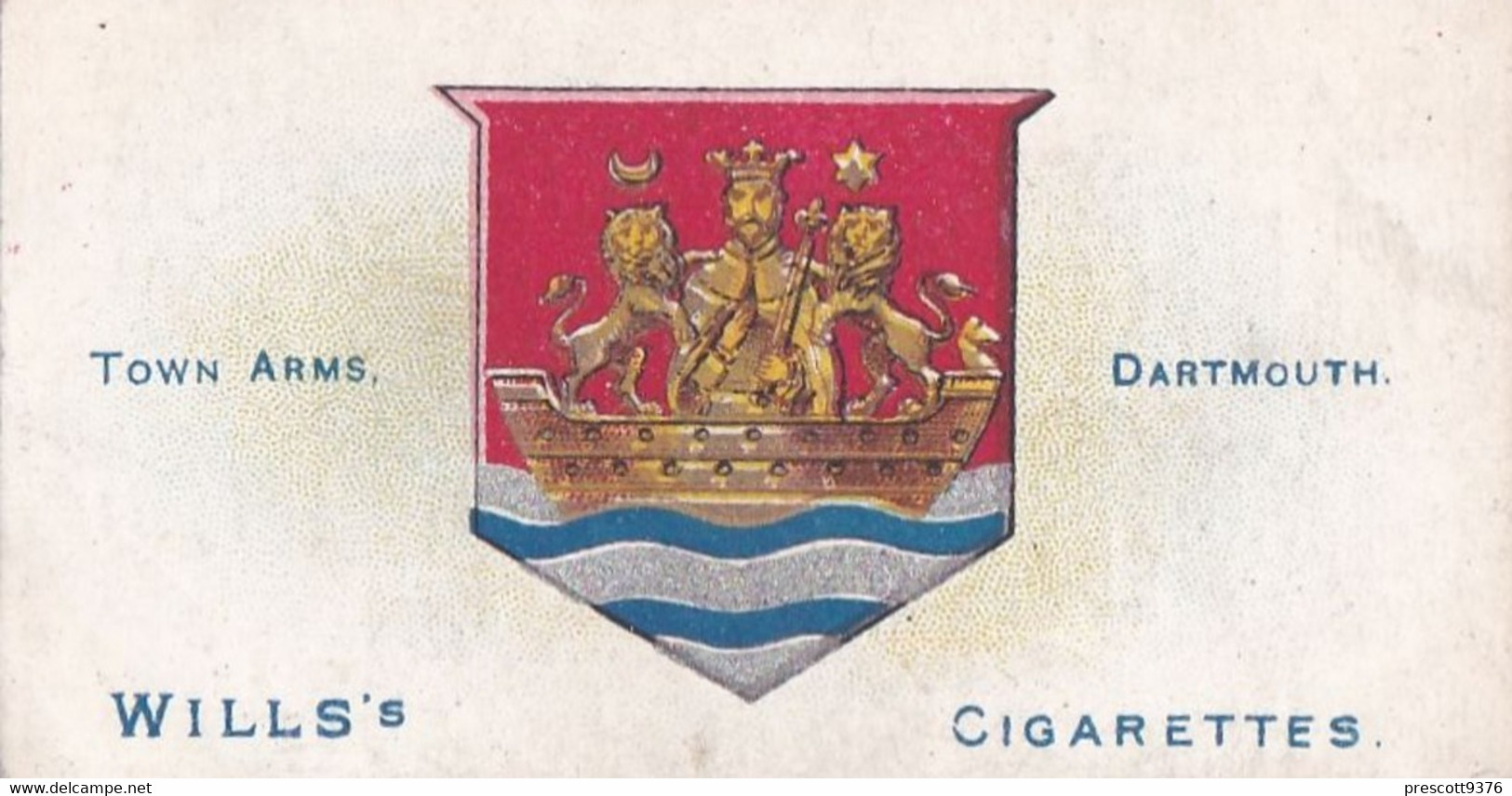 Borough Arms, 1907 - 100 Dartmouth - Wills Cigarette Card - Original  - Antique - Wills