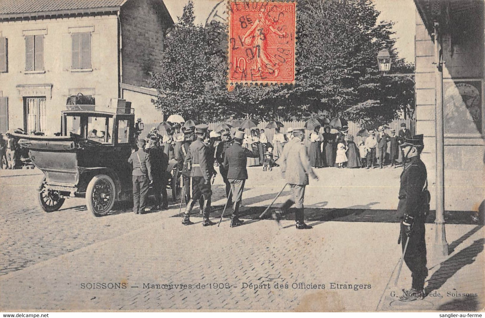 CPA 02 SOISSONS MANOEUVRES DE 1906 DEPART DES OFFICIERS ETRANGERS - Soissons