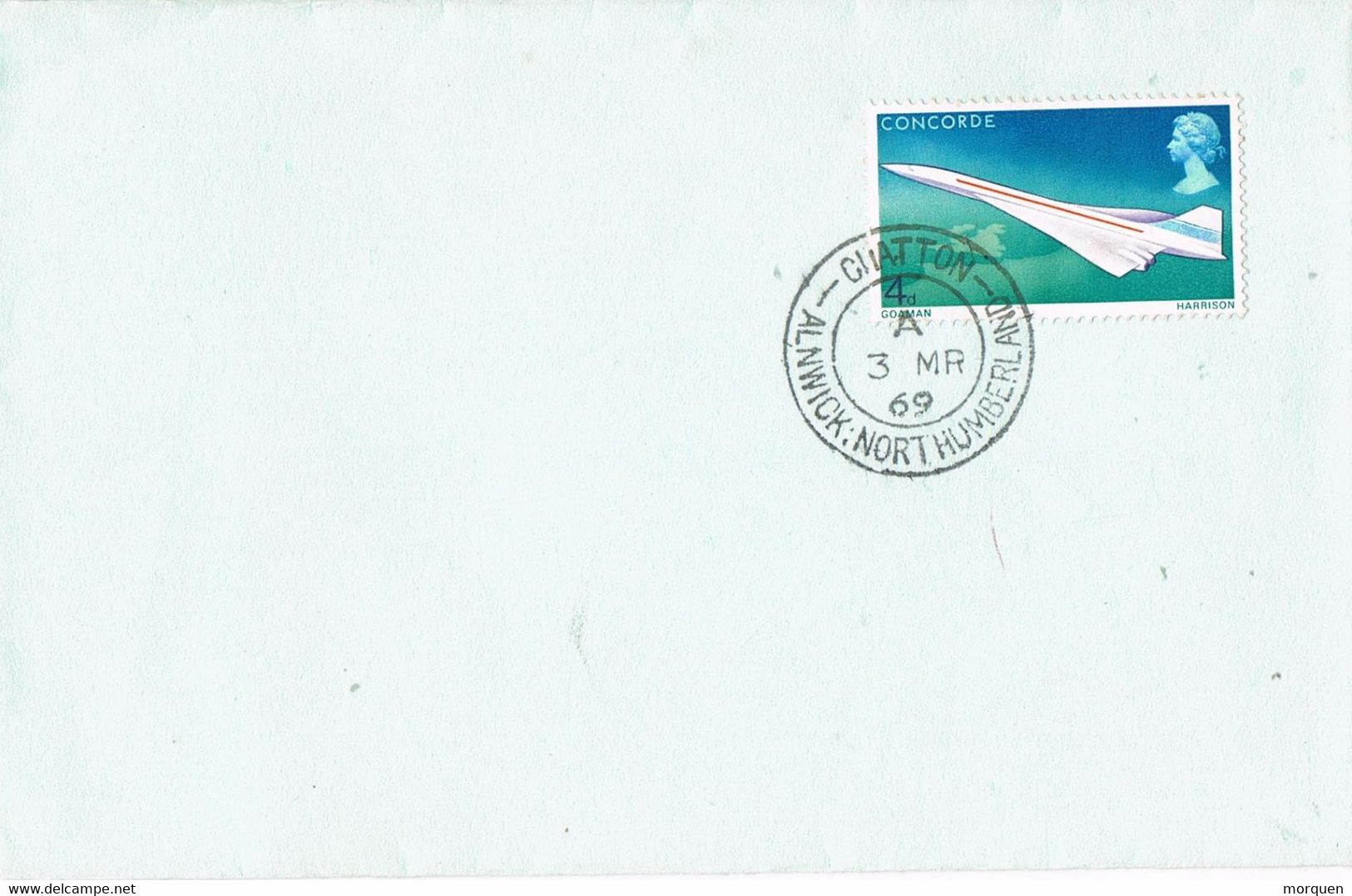 43158. Carta CHATTON (Alnwick North Humberland) England 1969.  CONCORDE Stamp - Brieven En Documenten