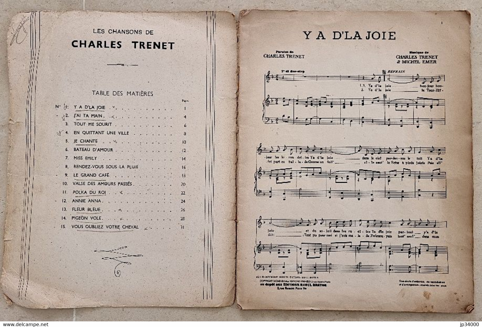 Les Chansons De CHARLES TRENET Recueil 15 Chansons Piano Et Chant. (partitions) - Jazz