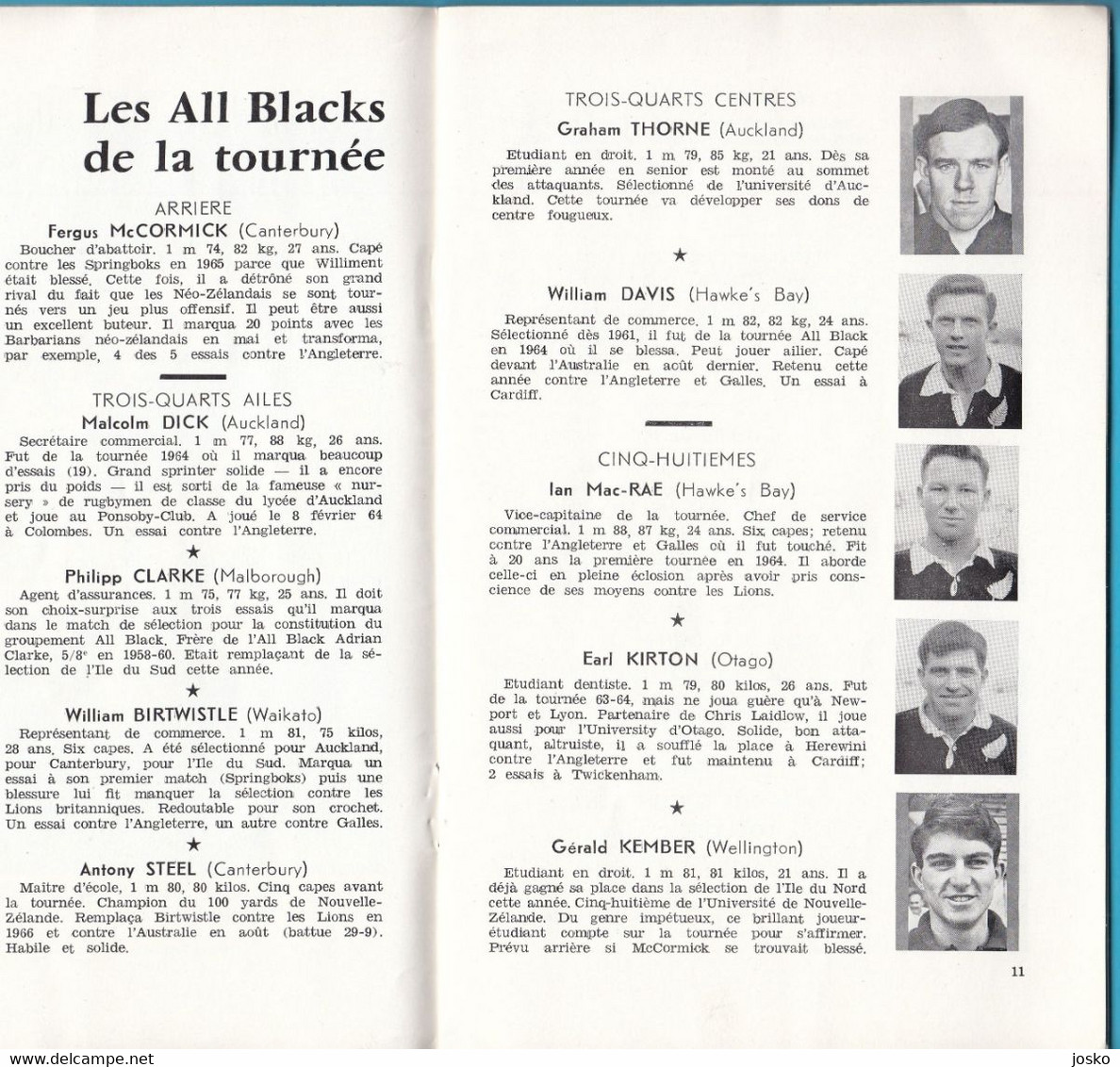 FRANCE V NEW ZEALAND - 1967 Original Vintage Rugby Programme (Colombes) * Programm Programma RRR - Rugby