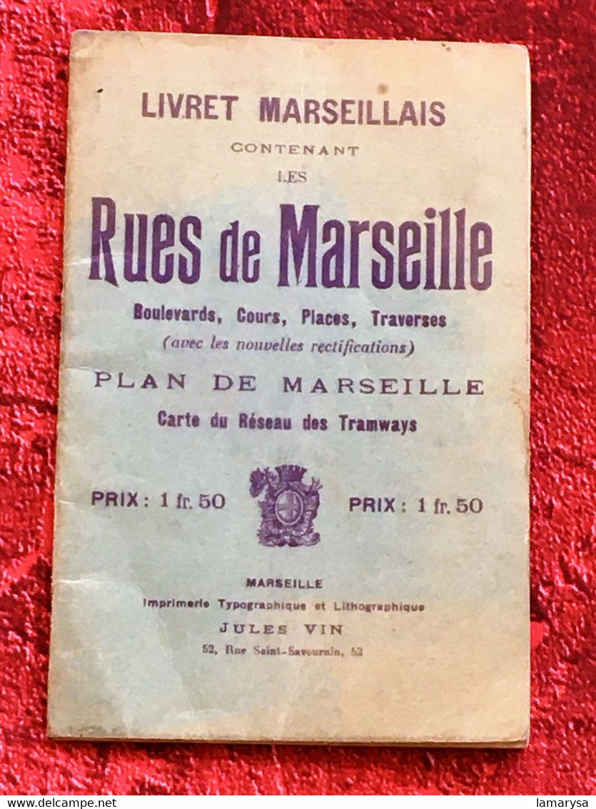 Service Des Tramways-Tarif Rue De Marseille Plan De Réseaux Schéma De Lignes-☛Livret Marseillais-voiture Auto De Place-☛ - Europe