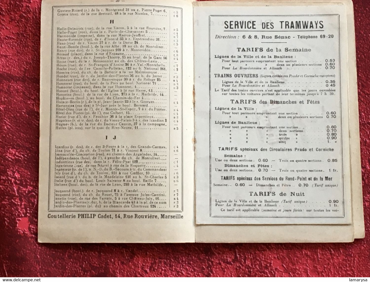 Service Des Tramways-Tarif Rue De Marseille Plan De Réseaux Schéma De Lignes-☛Livret Marseillais-voiture Auto De Place-☛ - Europe