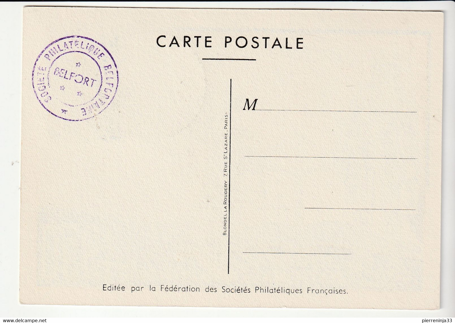 Carte Journée Du Timbre Belfort, Facteur Rural, 1950 - Brieven En Documenten