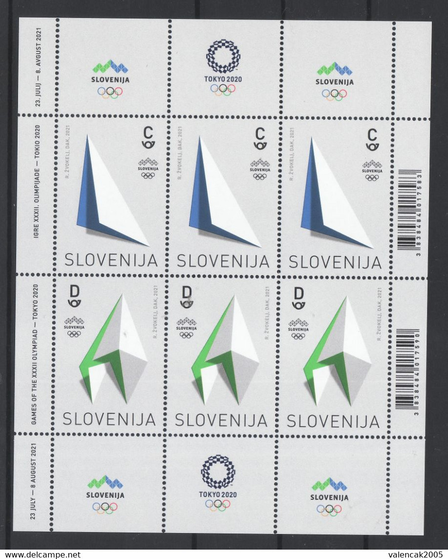 2425 Slowenien Slovenia 2021 Mi.No. 1483 - 1484 ** MNH MS KB Olympic Games Tokyo Japan Full Mini Sheet - Sommer 2020: Tokio
