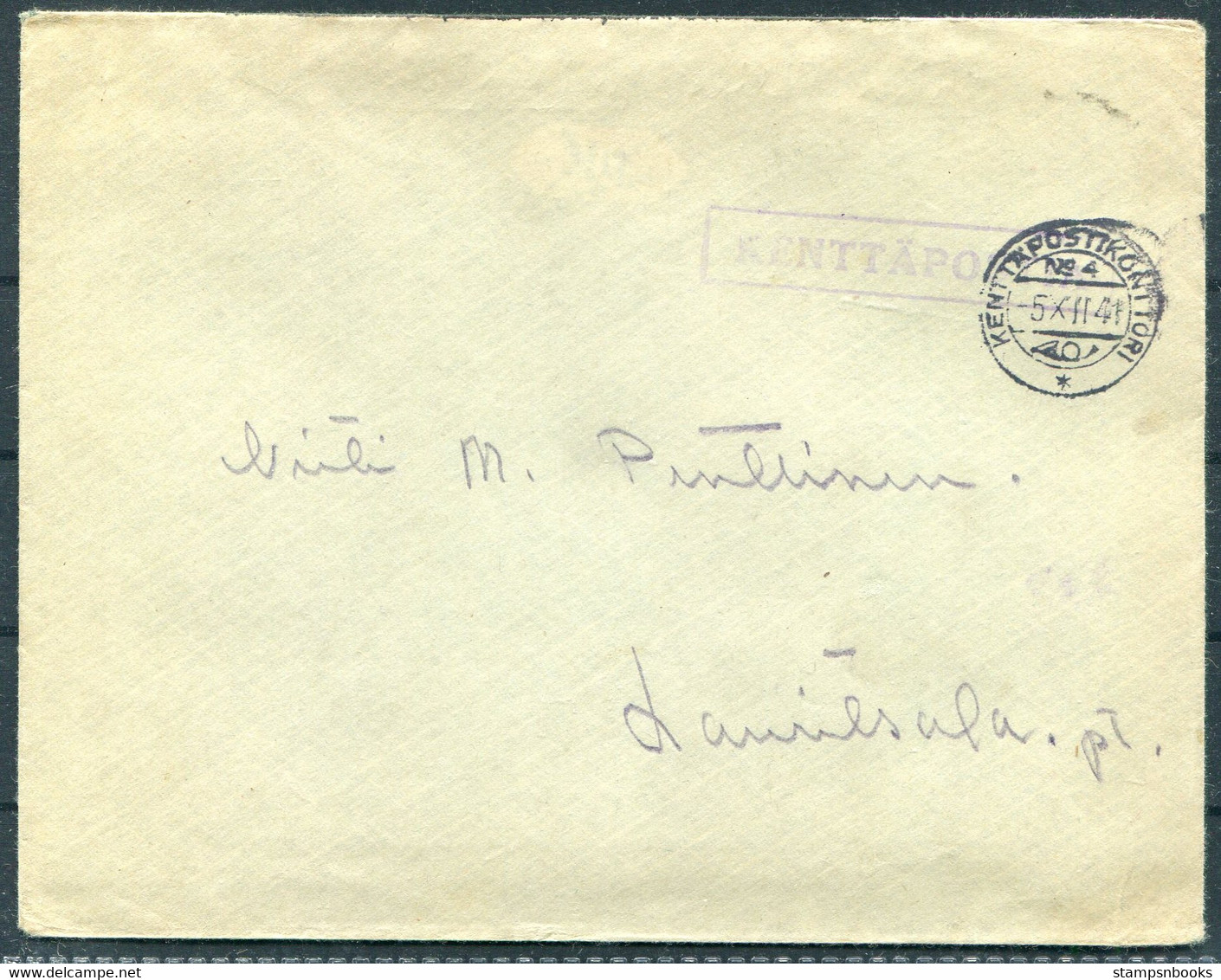 1941 Finland Kenttapostia Fieldpost Feldpost Cover - Militari