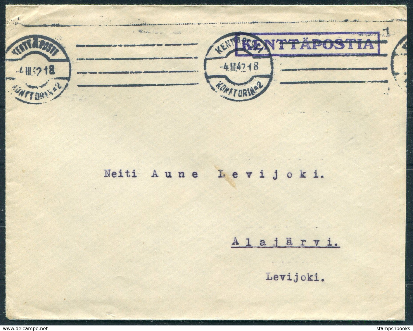 1942 Finland Kenttapostia Fieldpost Feldpost Cover - Militaires