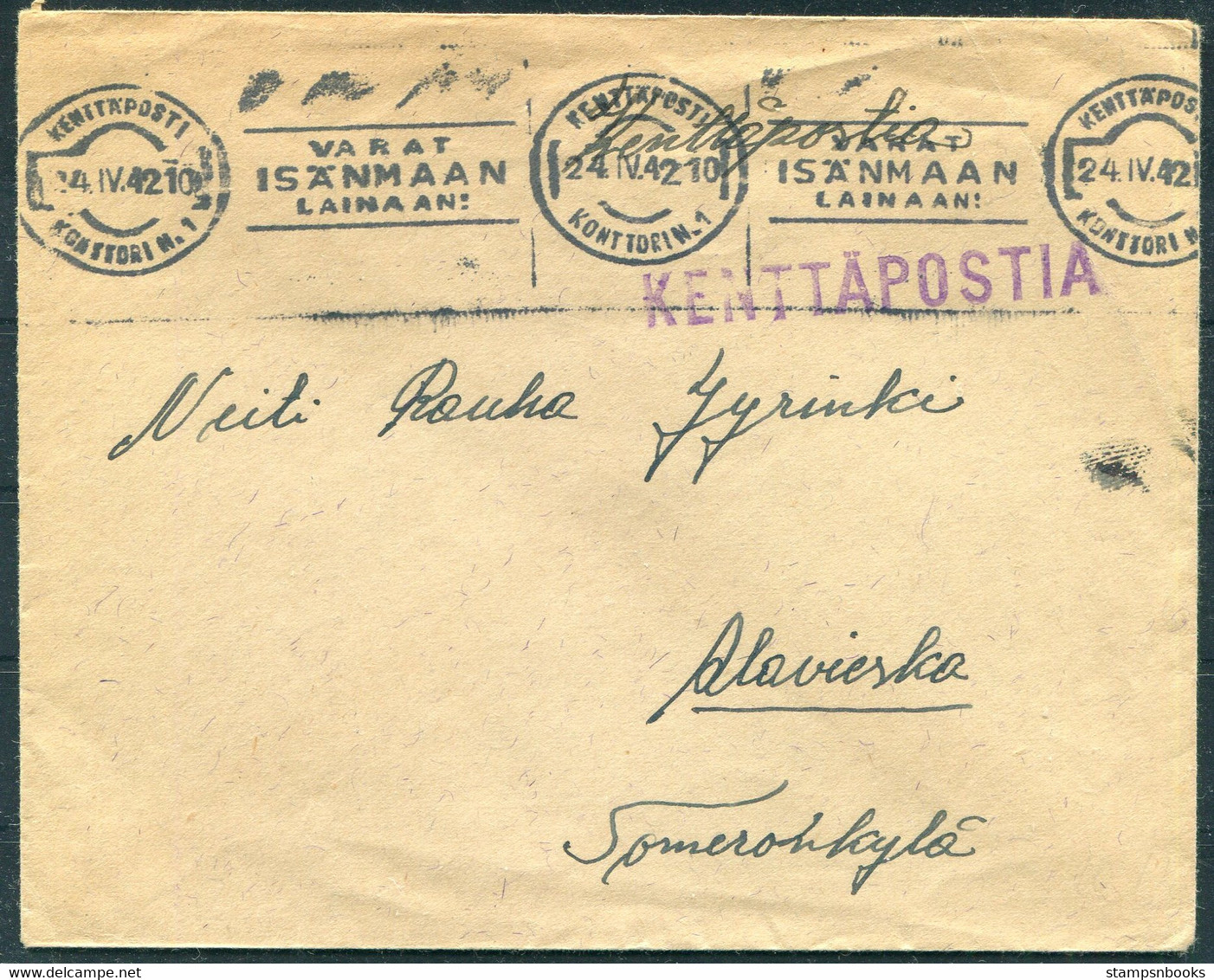 1942 Finland Kenttapostia Fieldpost Feldpost Cover - Military / Militaires / Militair