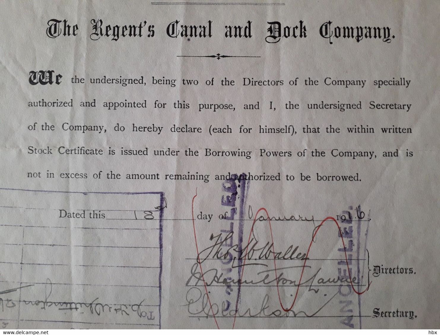 UK: The Regent's Canal & Dock Company - 1916 - Navigazione