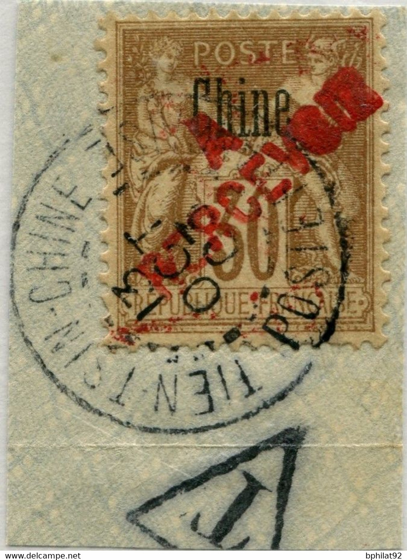 !!! CHINE. TAXE N°16 OBLITÉRÉE SUR FRAGMENT. SUPERBE - Postage Due