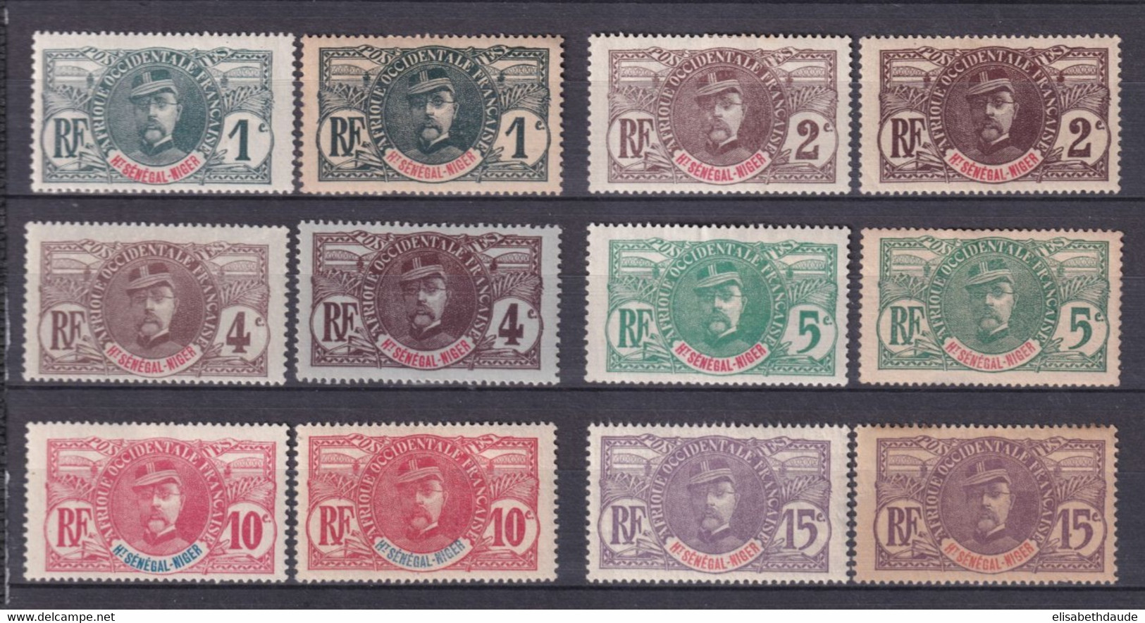 HAUT-SENEGAL - FAIDHERBE 1906 - YVERT N°1/6 VARIETES COULEUR CLAIR/FONCE ! * MH (QUELQUES ADHERENCES) - COTE = 66 EUR. - Unused Stamps