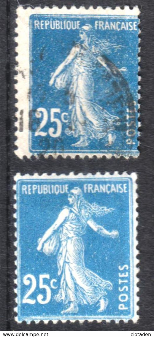 Semeuse 25c Bleu  YT 140 Variété Sur 1 Timbre - Oblitérés