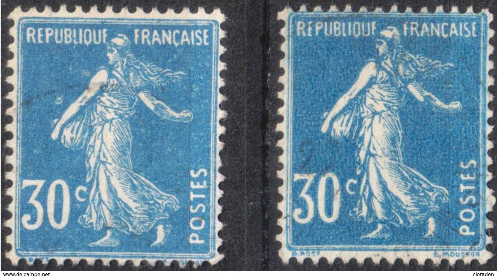 Semeuse 30c Bleu YT 192 Variété - Used Stamps