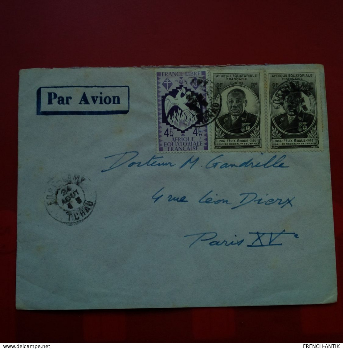 LETTRE A.E.F FORT LAMY POUR PARIS - Covers & Documents