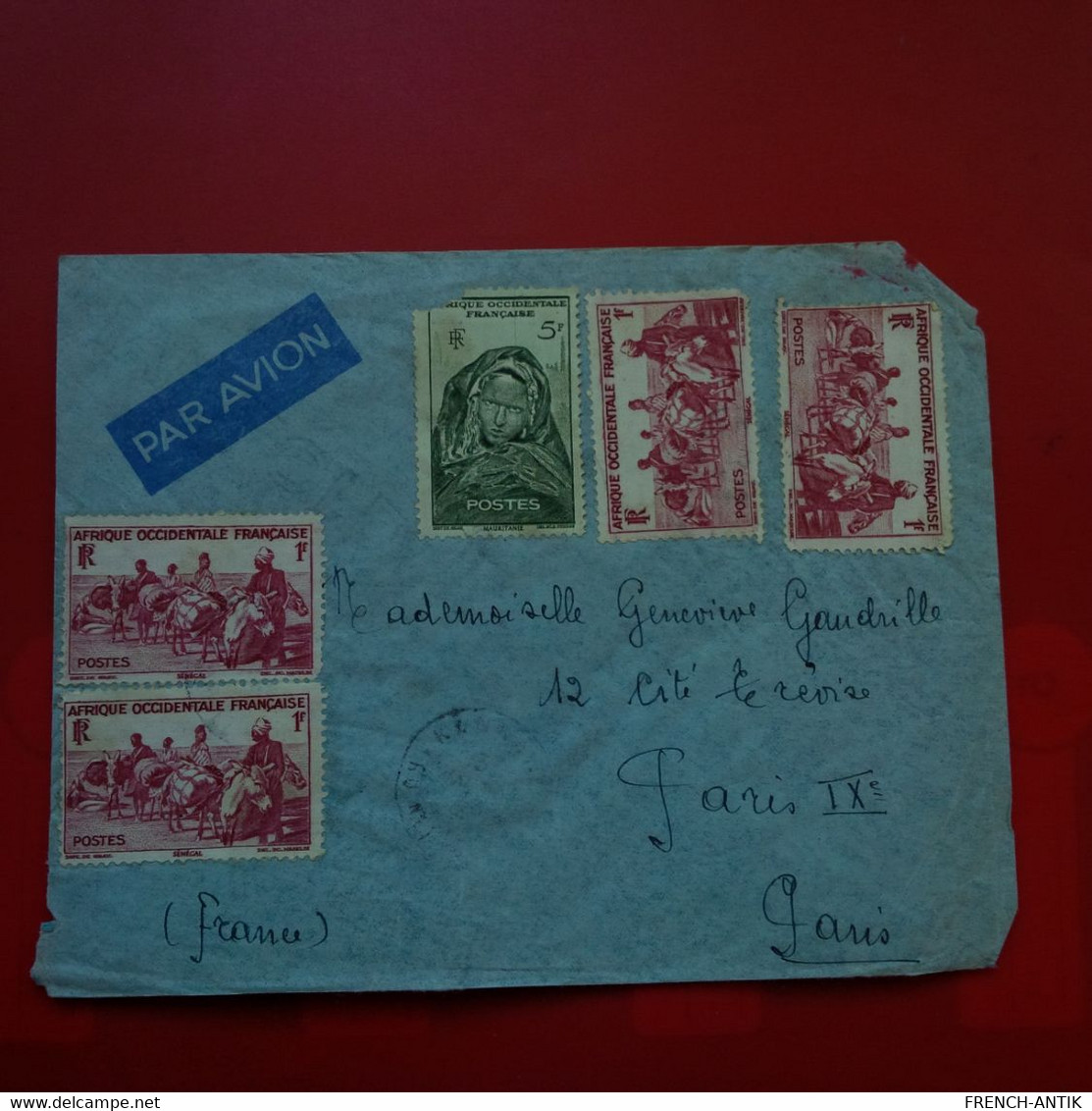 LETTRE A.O.F POUR PARIS POSTE AERIENNE - Cartas & Documentos