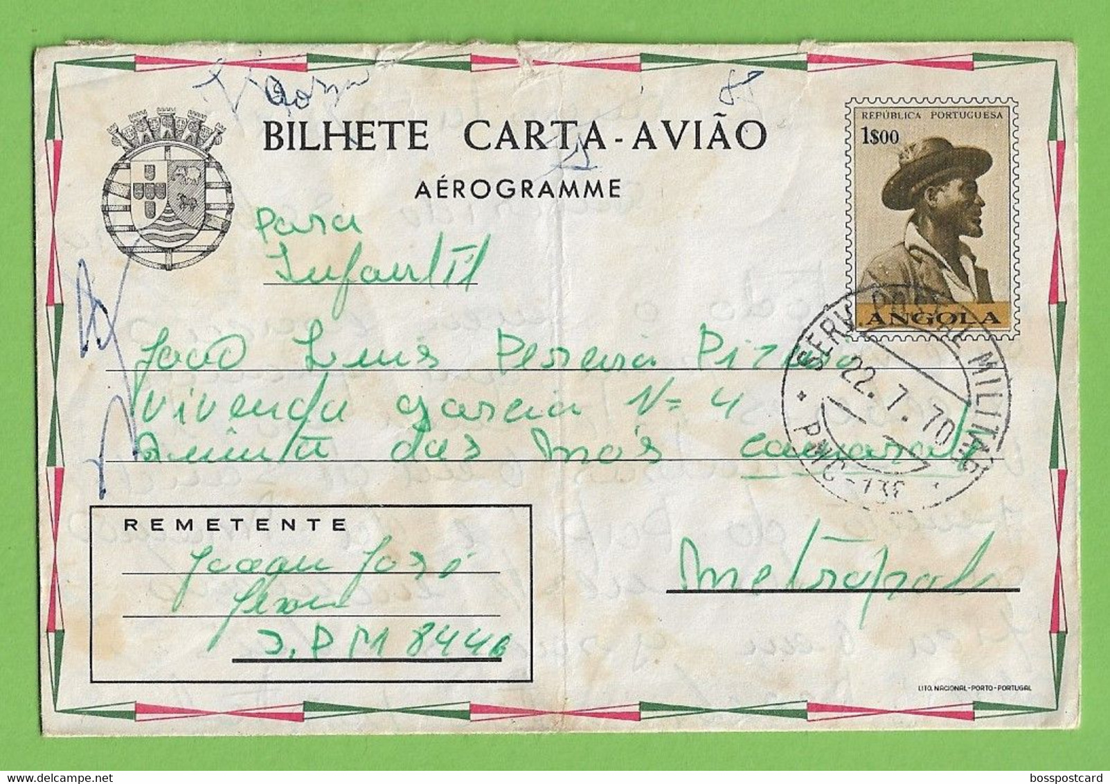 História Postal - Filatelia - Aerograma - Aerogram - Avião - Militar - Stamps - Timbres - Philately  - Angola - Portugal - Brieven En Documenten