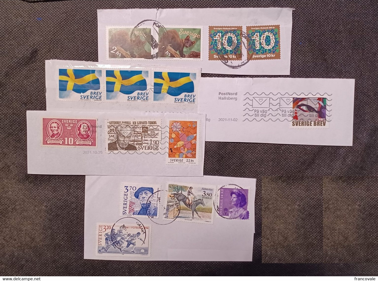 Sweden Svezia Lot 15 Stamps On 5 Fragment Travelled Till 2021 - Covers & Documents