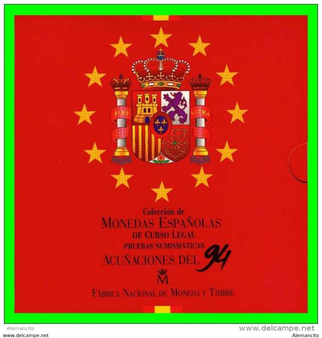 ESPAÑA CARACTERÍSTICAS. CARTERA OFICIAL DE ESPAÑA 1994 FNMT. COLECCION DE 8 MONEDAS CALIDAD PROOF DE CURSO LEGAL - Mint Sets & Proof Sets