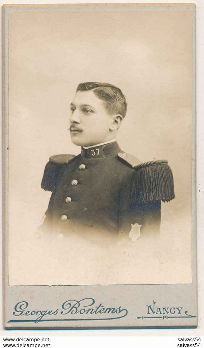 CDV - Portrait Militaire - Musicien Du 37e Régiment D'infanterie Par Bontems à Nancy (Ca 1900) - Guerra, Militari