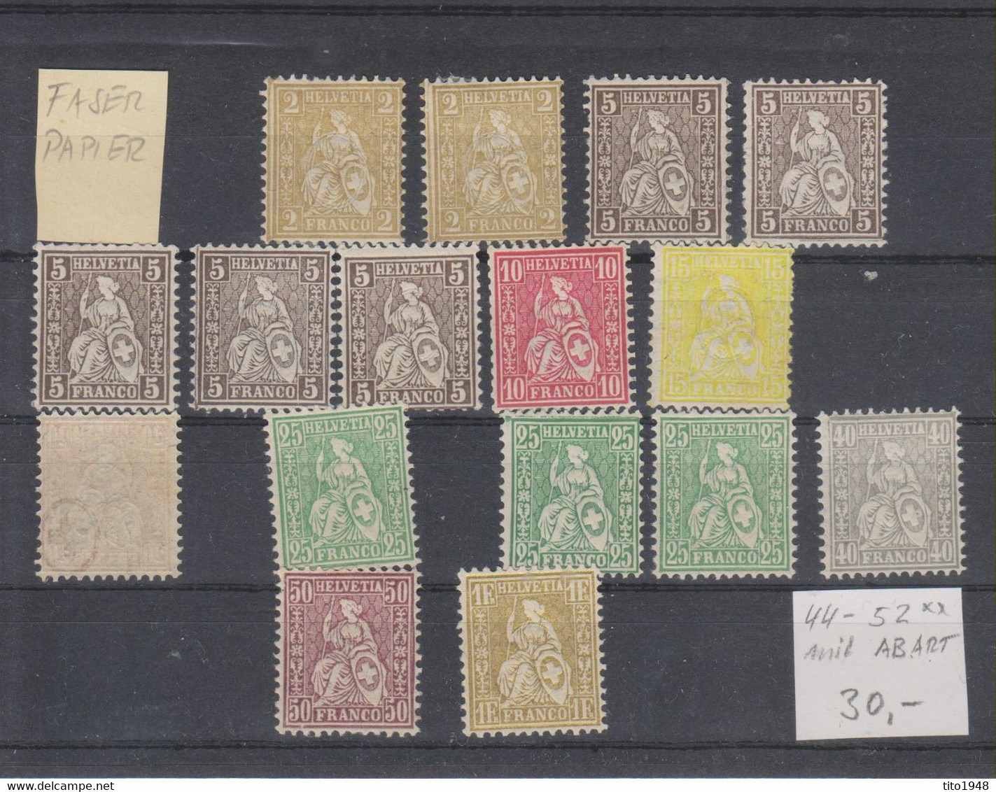 Schweiz GM1, 1881 Steckkarte Mit Diversen Sitzernde Helvetia **, Siehe Scans! - Unused Stamps